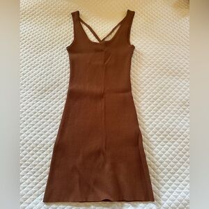 Brown Knit Mini Dress